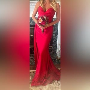 Jessica Angel. Red prom dress. Worn once. Dry cleaned. Not altered. Size small
